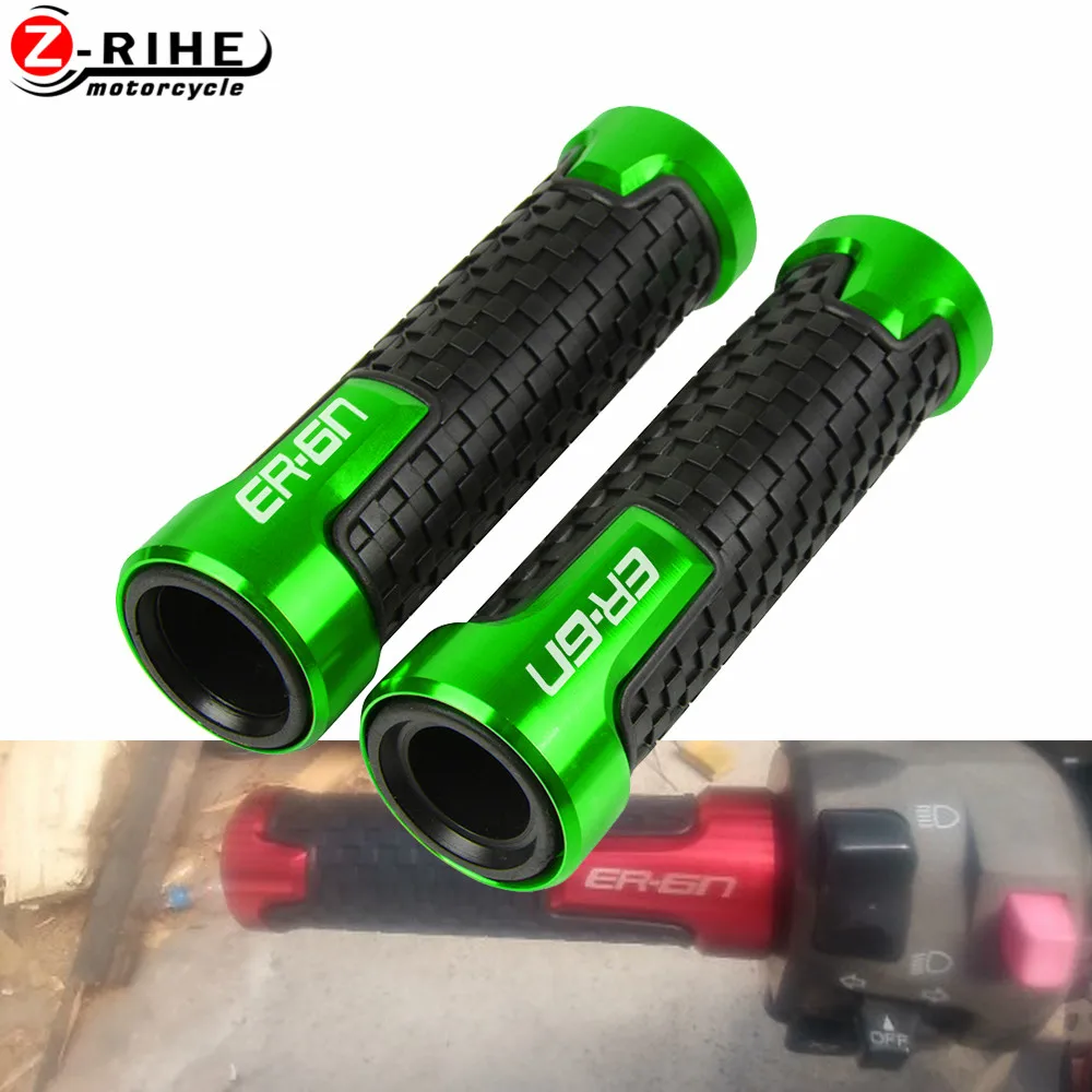 

For Kawasaki ER6N ER 6 N 7/8" 22mm Rubber Universal Motorcycle Accessories handlebar Grips Motorbike hand bar CNC Aluminum