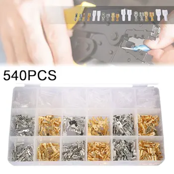 

540PcsWire Crimp Terminal Connector Plug Spring Set Connector Connector Battery Starter Cable Joint Crimping Terminal Kit
