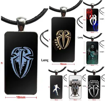 

For Women Gifts Boy Glass Cabochon Choker Pendant Rectangle Necklace Steel Color Jewelry Roman Reigns Logo Spider Wrestling
