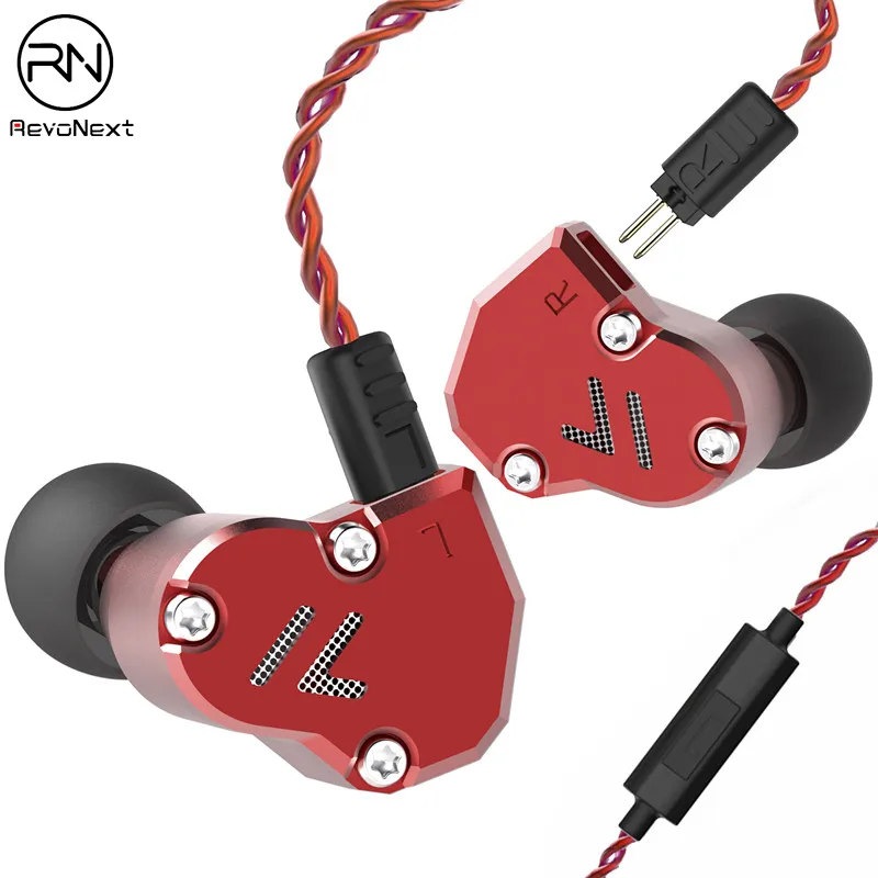 Revonext QT2s 2DD+ 1BA гибридные наушники HIFI DJ монитор для бега спортивные наушники ушные наушники гарнитура вкладыши обновленный QT2 - Цвет: red with mic