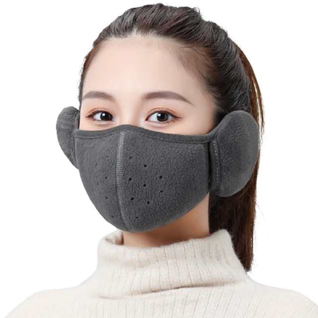 Fashion Winter Half Face Mask Thermal Fleece Ear Mouth Cover Neck Warmer Windproof Cycling Snowboard Ski Hiking Sport Scarf dark gray new