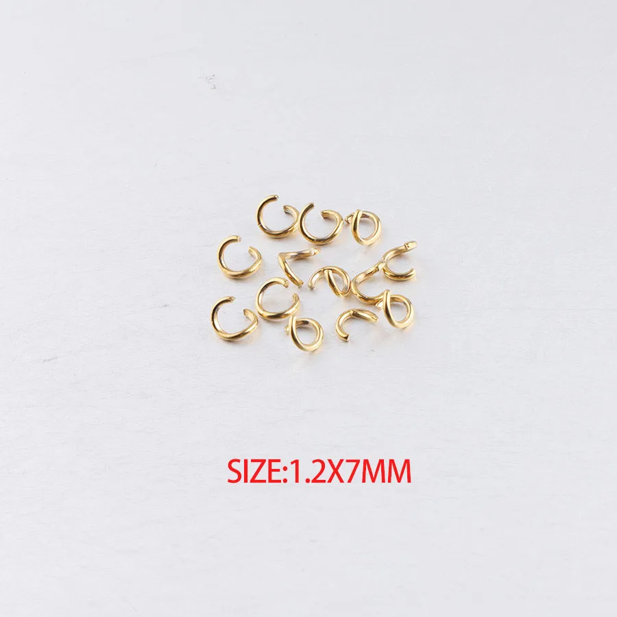 Fnixtar 0.5*3.5mm 0.6*4mm 0.8*4/5/6mm 1*/6/7mm 1.2*7mm PVD Gold Color Stainless Steel Open Jump Ring DIY Finding 100pcs/lot - Цвет: 1.2x7mm pvd gold