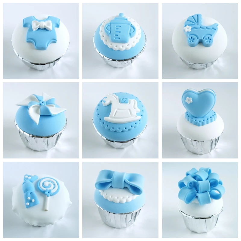 Simulation fondant cake Sky blue cupcake Children's birthday party Arrangement props background