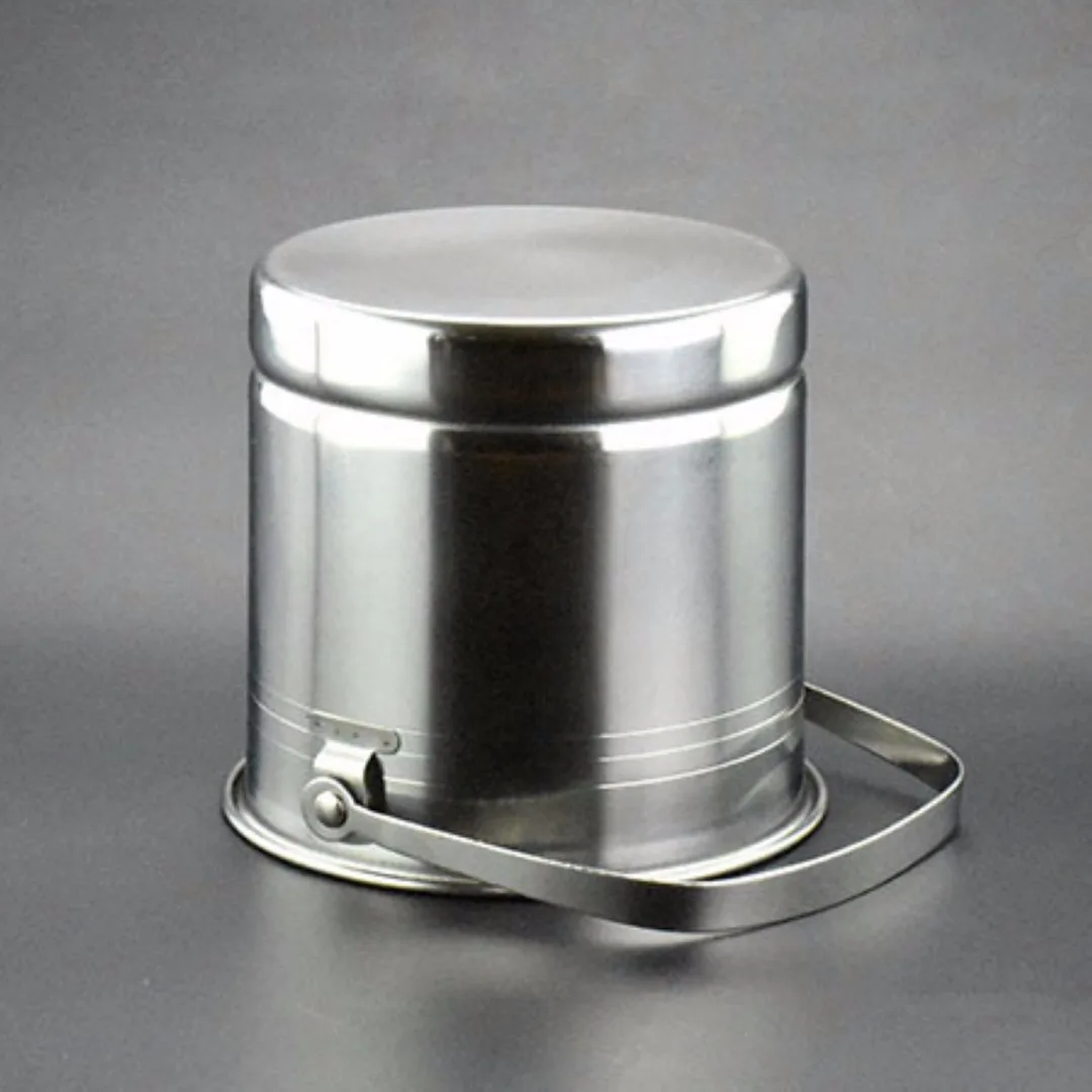 1L Stainless Steel Portable Beer Ice Bucket Cooler Barrel With Lid & Tweezer New