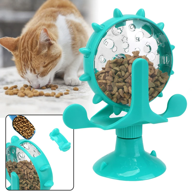 Dog Leaky Food Feeder Toys Interactive Rotatable Wheel Toy for Kitty