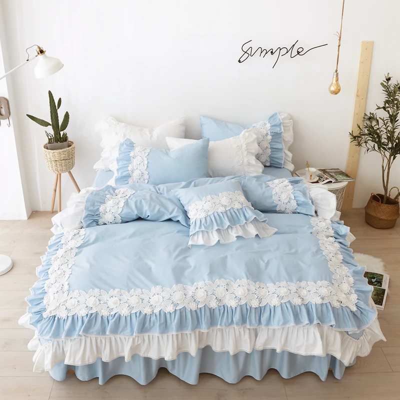 Linen Bed Skirt Pillowcase Lace Bed Cover Pillowcase Lace Bed Skirt