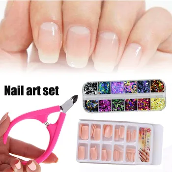 

100pcs Super Long Jelly Nude Color 1 Set Round Nail Polish Sequins 1pc Toe Finger Cuticle Nail Set Nail Art Tools