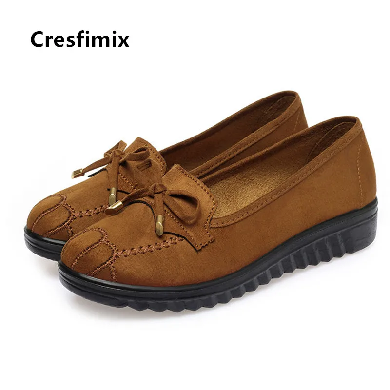 Туфли Cresfimix женские с круглым носком Модные балетки повседневные Черные лоферы