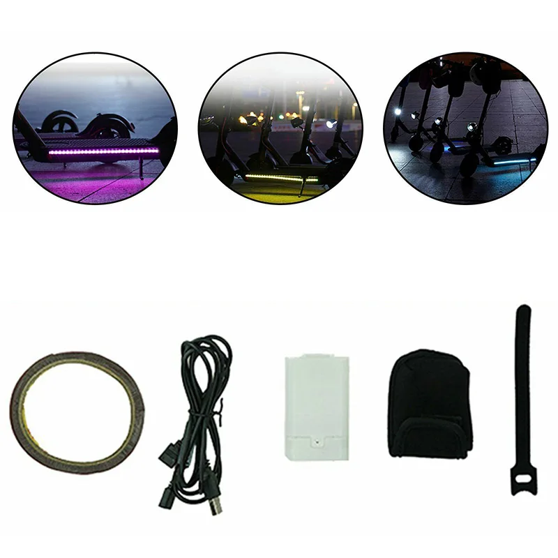 1 Set M365 Pro LED Strip Light Lamp DIY Safety Tackiness Agent Scooter Chassis Accessory Bag Accessories Replacement Strap