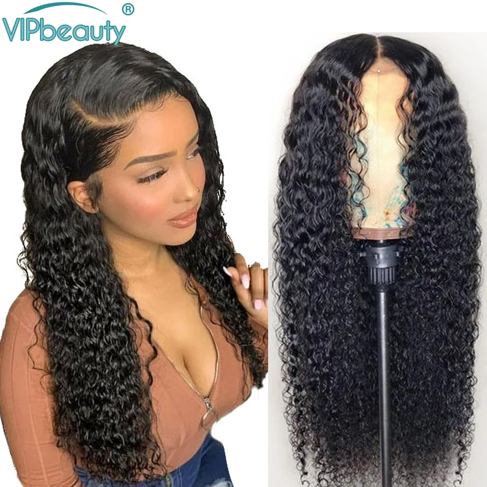 

VipBeauty Curly Human Hair Wig Remy Peruvian Lace Front Human Hair Wigs Glueless Pre Plucked With Baby Hair 130 150 180 Density