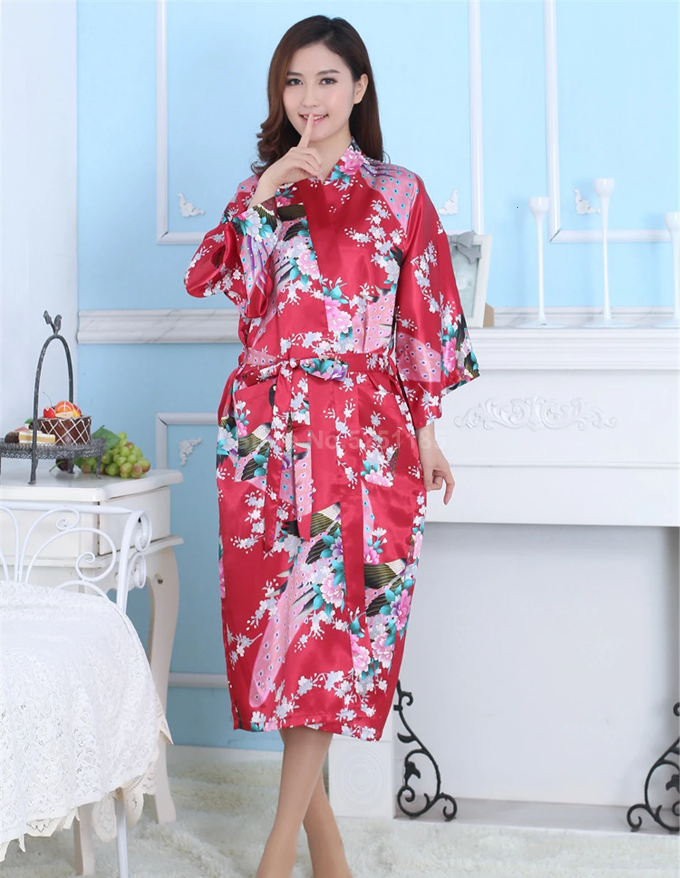 Color : Color1, Size : S 9color Raso Stile Giapponese Kimono Donne Vestono Yukata Tradizionale Pavone Sottile Abbigliamento for Il Giapponese for Adulti Pigiama Allentati Qf Shop 