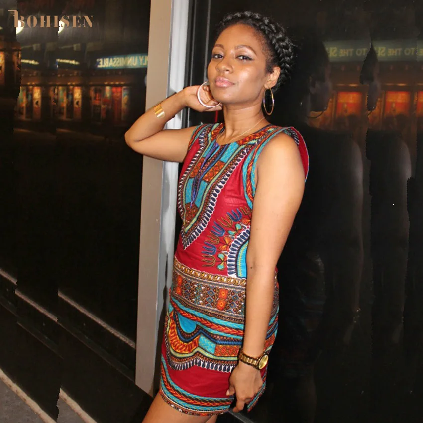 Африканские платья BOHISEN дашики для женщин одежда с африканским принтом без