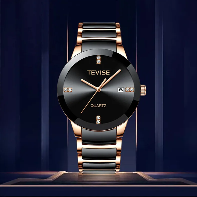 Auto Date Lover's Watches Simple Elegant White Ceramic Waterproof Couple Watch Gifts for Men Women Clock Fashion Casual
