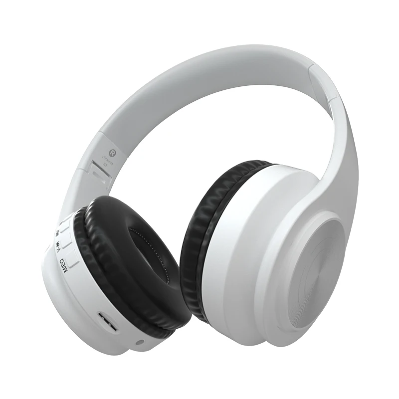 Белый Hifi Смарт шумоподавление складной беспроводной Bluetooth MP3 Наушники плеера Поддержка TF карты с микрофоном модный стиль - Цвет: Белый