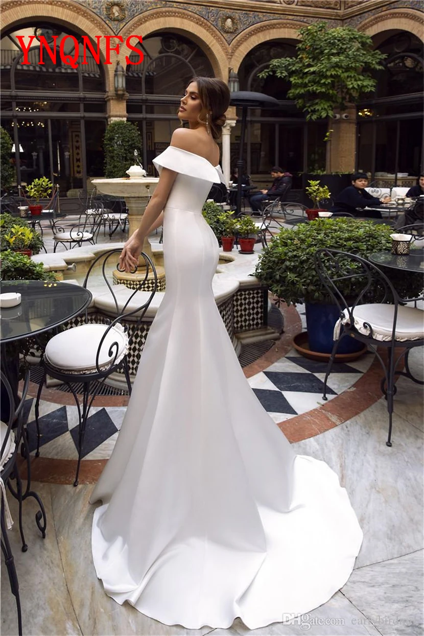 YNQNFS vestidos de BD26, elegantes, con cuello de pico, sencillos, de sirena, blancos, para dama de honor, largos, para baile de graduación| Vestidos de AliExpress