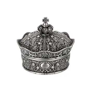 

Hot 1PC Vintage Crown Design Jewelry Box Antique Trinket Treasure Chest Storage Box