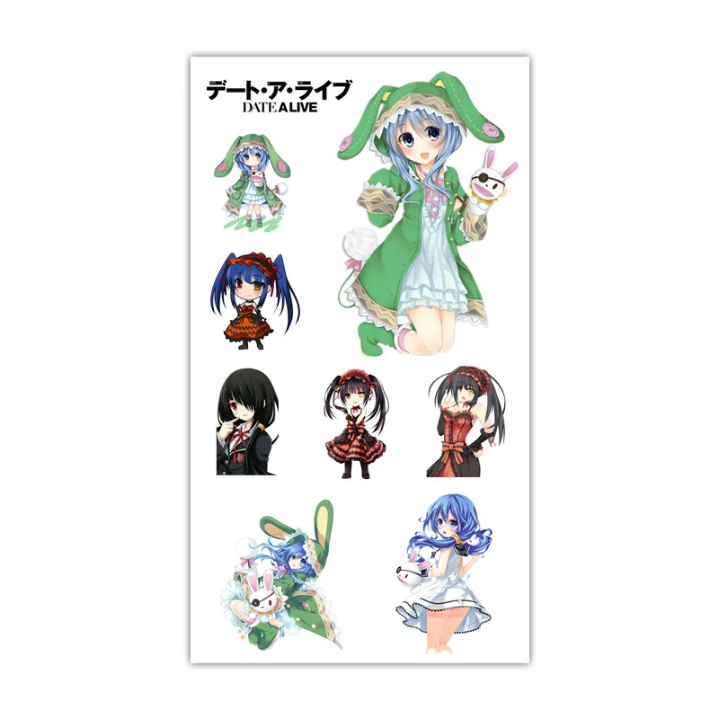 

1pc DATE A LIVE Tattoo Sticker Anime Stiker Water Transfer Temporary Children Tattoos Paper For Kids Body Arm