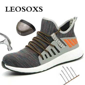 

Leoxose Men Summer Breathable Boots Working Steel Toe Anti-Smashing Construction Work Sneakers comfort Safety protective Shoes