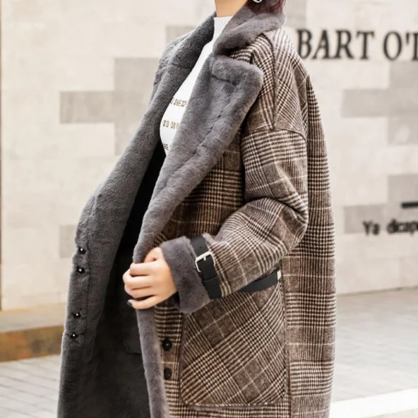 Высококачественное Брендовое элегантное клетчатое шерстяное пальто, весеннее зимнее пальто, Женское пальто в стиле пэчворк, теплое шерстяное пальто DG224