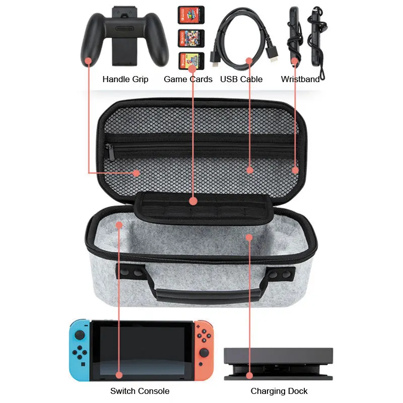 ns oled game console viagem transportando caso