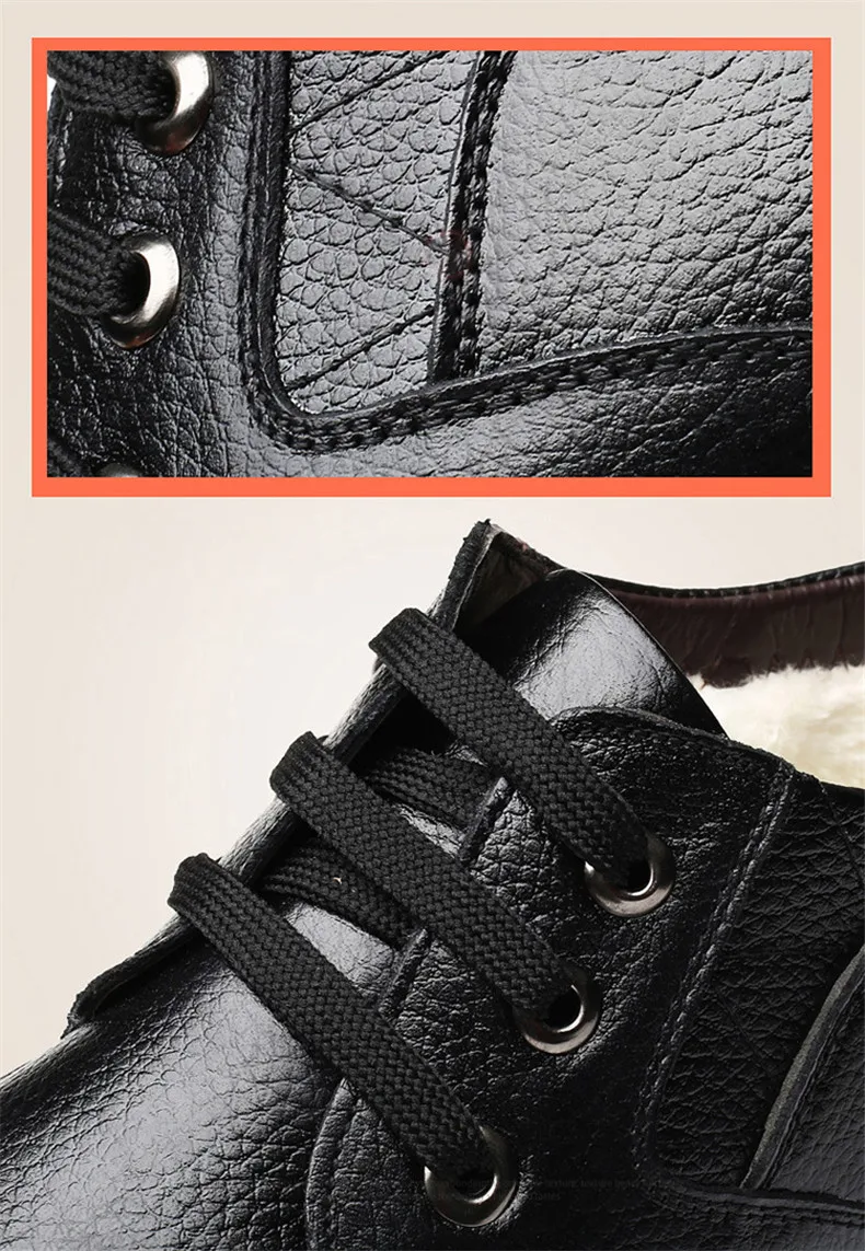 38-48 boots winter Non-Slip warm Comfortable Genuine Leather shoes men winter#H10861