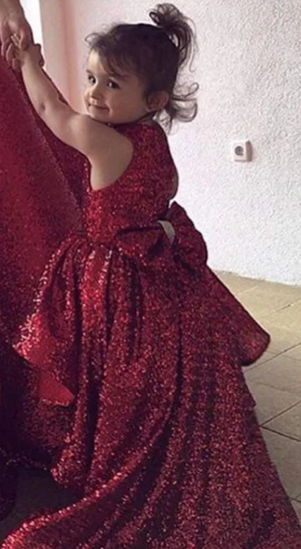 Daughter Dress Новое поступление, одинаковые платья для мамы и дочки Бордовое платье для выпускного с пайетками, Длинные арабские платья для вечеринок, изготовление под заказ, Vestido - Цвет: Daughter Dress