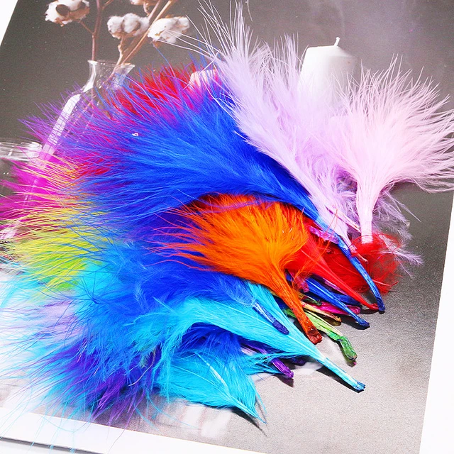 100pcs Royal Blue Fluffy Turkey Marabou Feathers 4-6 Inches for Crafts  Dream Catcher Fringe Trim Colored Feathers Fly Tying Material