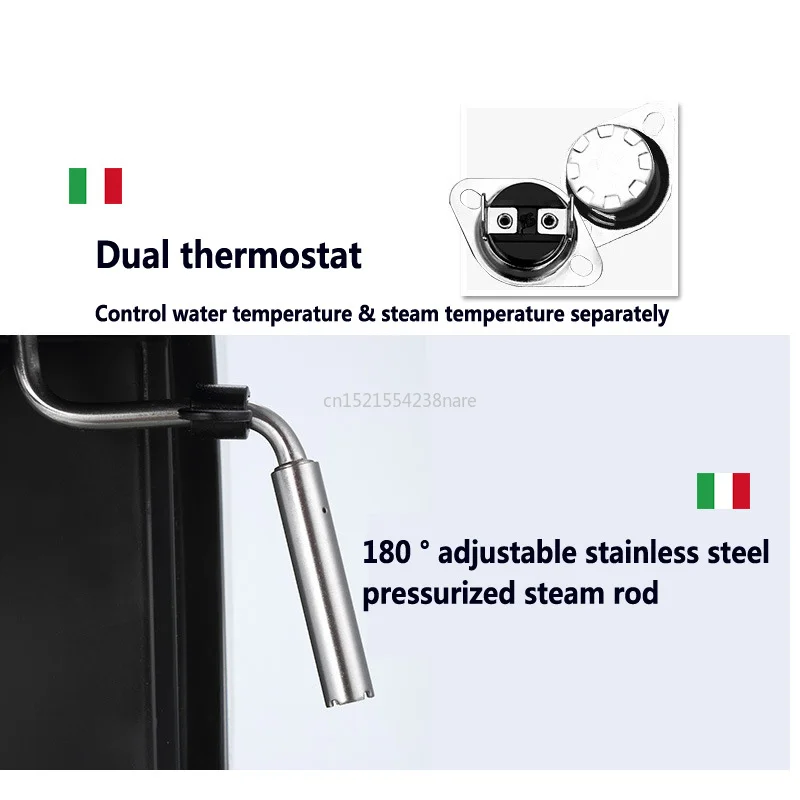 Kopen 1350 W 20Bar 1.5L Italiaanse Koffie Machine Elektrische Semi Automatische Koffiezetapparaat Hoge Druk Extractie Dubbele Temperatuurregeling