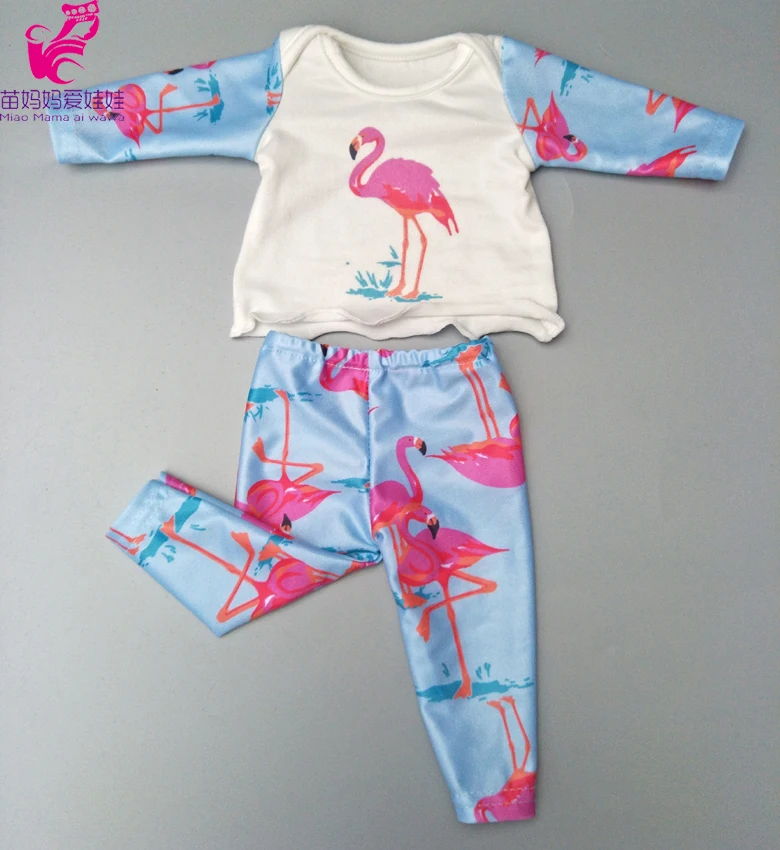 

Fits for 40cm 43cm born baby dolls clothes Flamingo pajamas doll dress for 18" girl doll clothes pants doll clothes kids gift