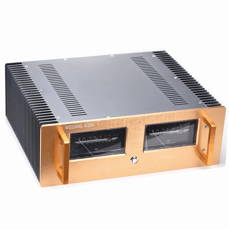 Полностью алюминиевый корпус усилителя мощности с измерительной коробкой VU meter