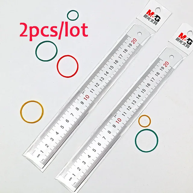 School Supplies Ruler Ruller Scale M&G Aluminium Alloy Metal Steel Office  20cm 8inches Student Straight Cm Double 6026 1pc/opp