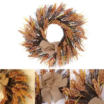 

Grain Wreath Artificial Flower Front Door Wedding Wall Home Decor Thanksgiving Decoration Wreath Wheat Ear Grain Harvest
