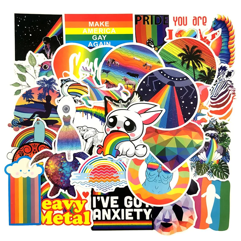 100 шт./упак. ПВХ Водонепроницаемый забавные Rainbow Love Стикеры s для ноутбуков, масштабных дорожных чемоданов для мотоциклов и автомобилей для укладки волос украшение Стикеры игрушка