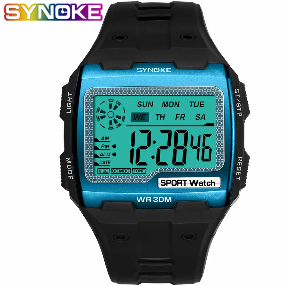 

SYNOKE Men Digital Watches Outdoor Sports Fashion Multi Function Waterproof Large Dial Luminous Wrist Watches Alarm Men Clocks