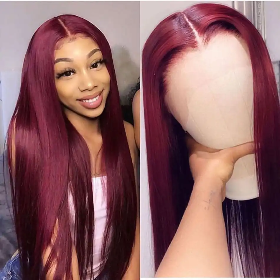 burgundy lace front wig