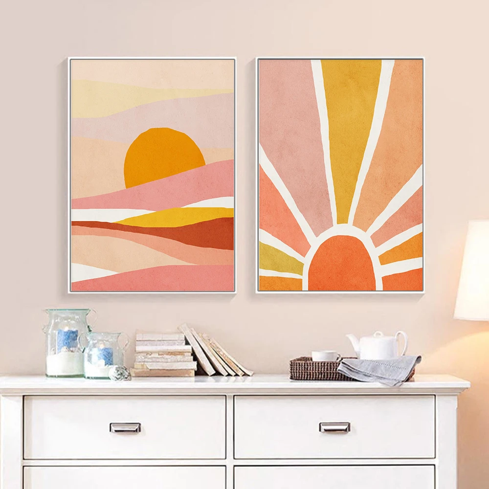 White-Wall-Decor-Art-Prints-Abstract-Landscape-Poster-Sunset-Art-Pictures-Horizon-Sun-Canvas-Paintings-For (3)