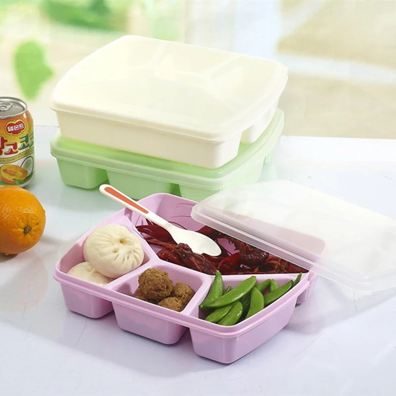 

Free Lunch Box With Compartment 5 Grids Microwavable Cartoon Bento Box Leakproof Food Container Lunchbox For Picnic