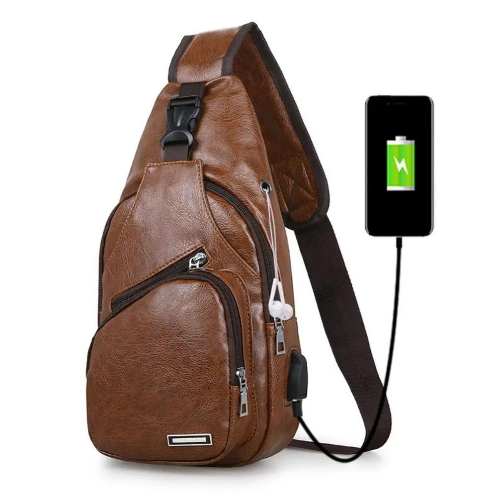 

Men Stylish Running bag Fashion Concise Casual All-match Personality Portable Solid Color Shoulder Bag