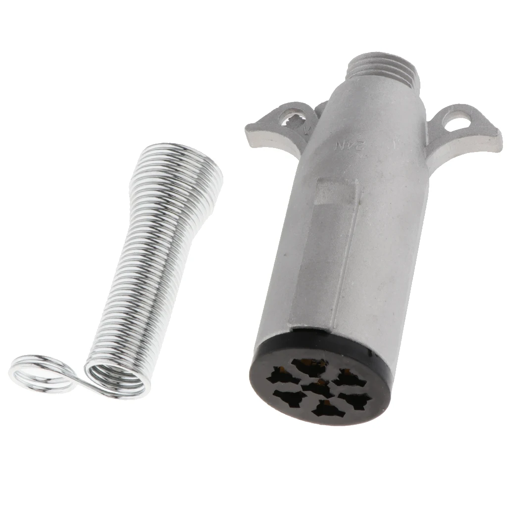 Metal 7 Way Plug Semi Trailer Light Connector Round Split Pin Receptacle