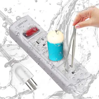 

3 Outlets Power Strip, Patented Waterproof and Electric Shock Proof Powerstrip for Kitchen Bathroom Garden Pool Outdoor