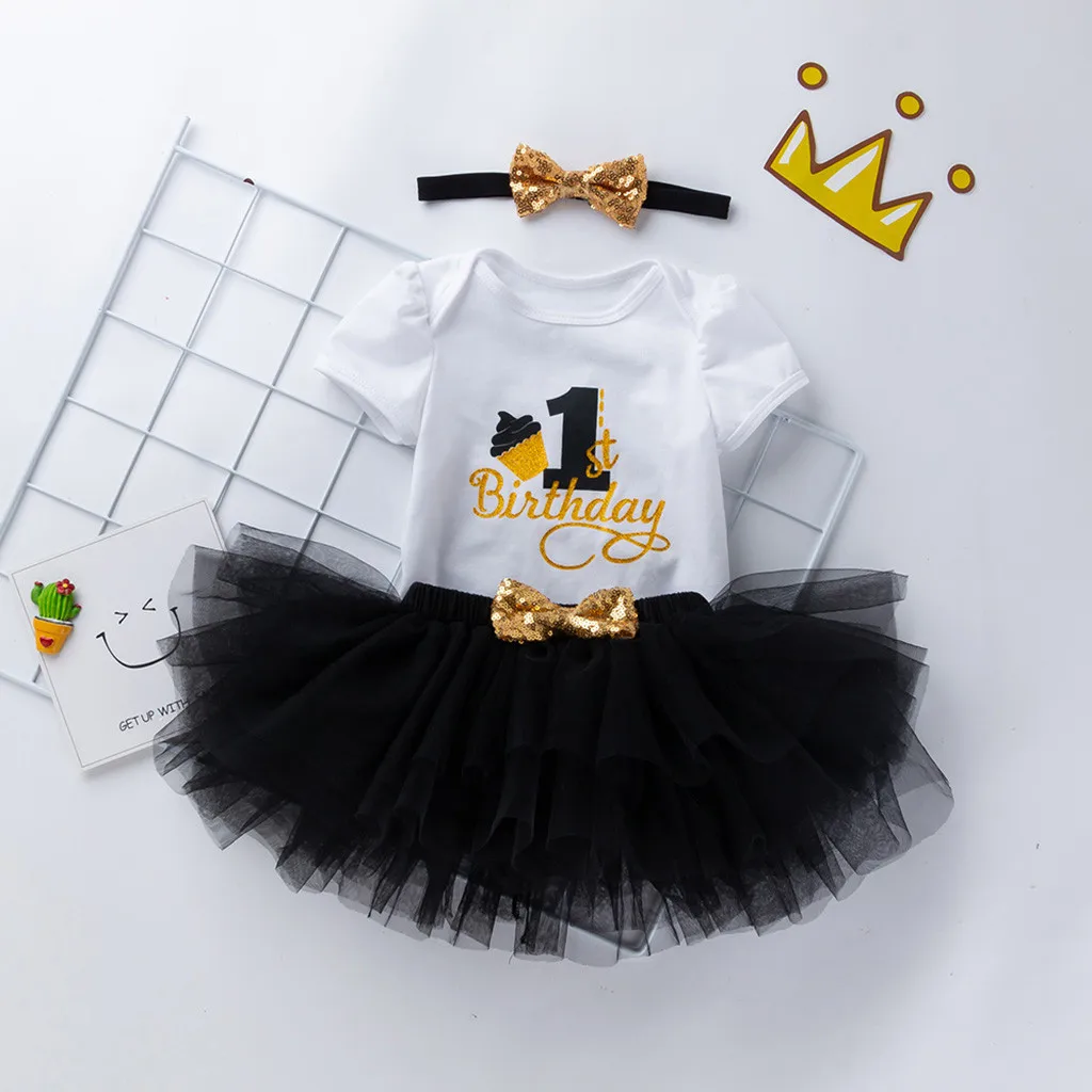 Одежда для новорожденных девочек с надписью «My First Birthday»; комбинезон с короткими рукавами и цифрами; однотонная фатиновая юбка-пачка; Roupa Infantil Menina