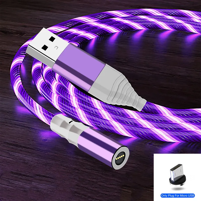 red For Micro 1 м Магнитный кабель, течёт, lighttig, Micro usb type C, 3A, кабель для быстрой зарядки, для зарядки iPhone, samsung, магнитное зарядное устройство, кабель type C - Цвет: red For Micro