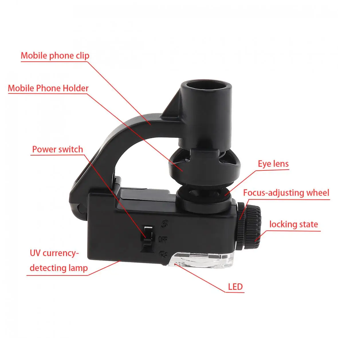 90X портативный многофункциональный сотовый телефон зажимной микроскоп с светодиодный светильник УФ Детектор фальшивых