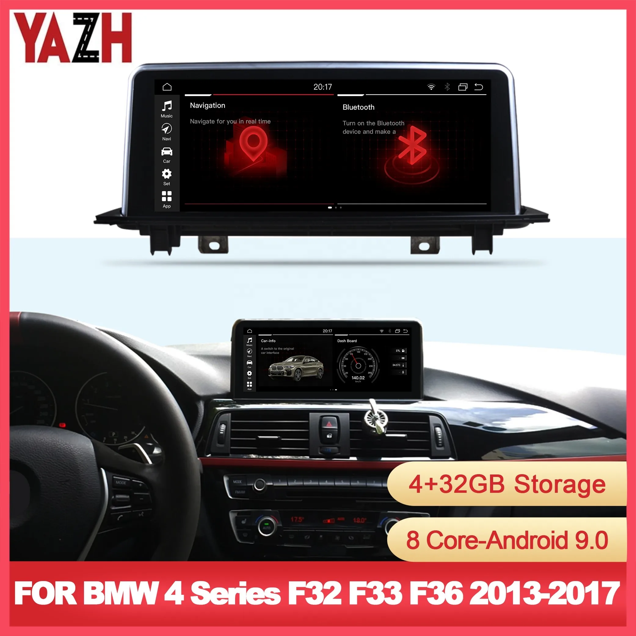 

YAZH 10.25" 8 Core Android 9.0 DVD Player GPS Navigation Multimedia System Bluetooth Used for BMW F32 F33 F36 4 Series 2013-2017