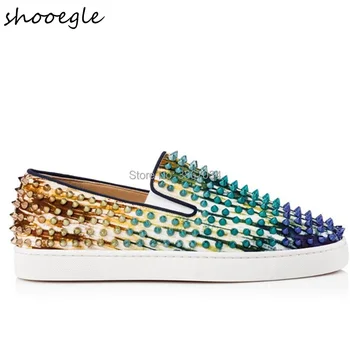 

European And American Fashion Men's Shoes Slip On Spikes Men's Flat Shoes