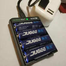 Jugee-batería AA de litio recargable por usb, cargador inteligente, 1,5 v, 3000mWh, AAA, 1000mwh