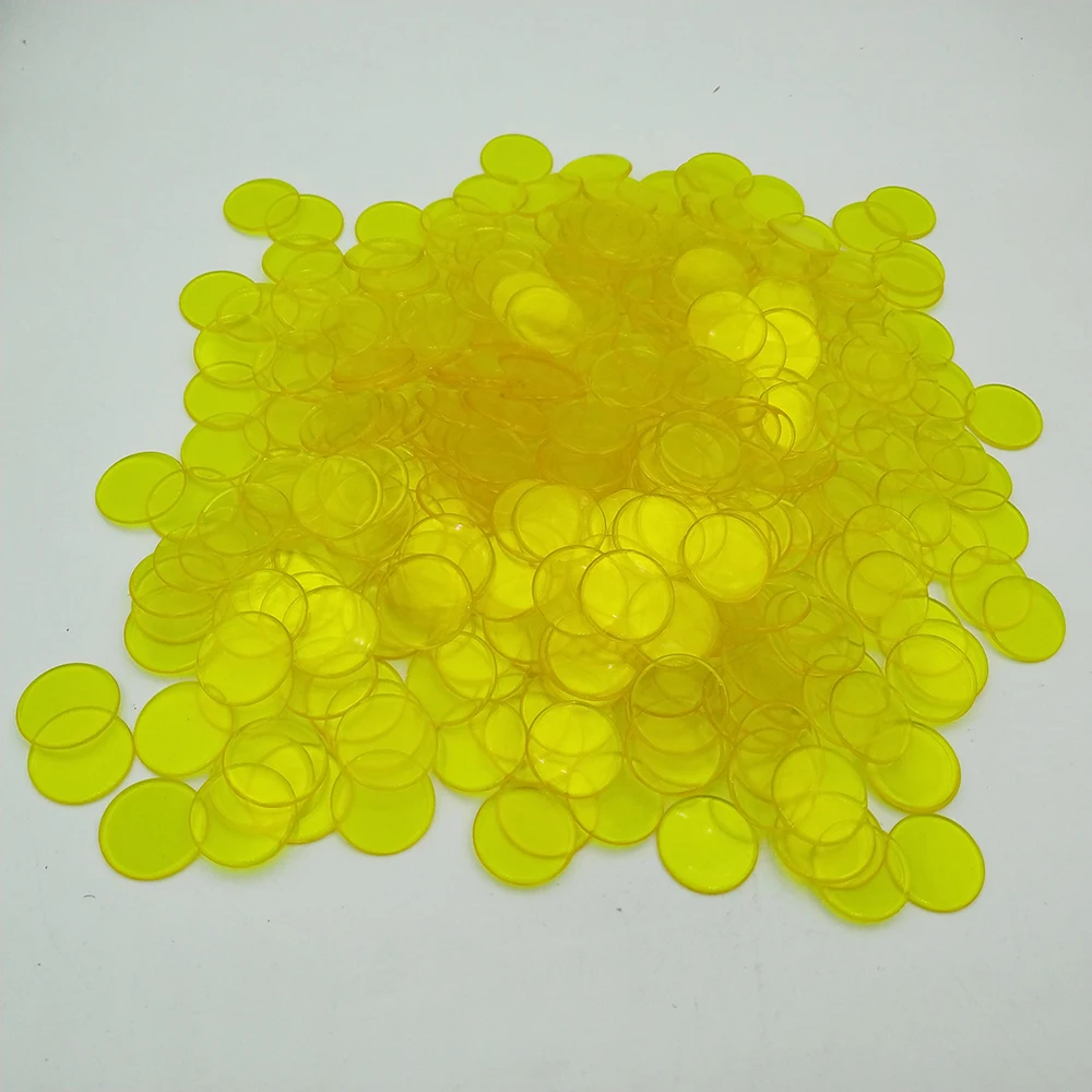 100pcs 19mm Transparent Counting Bingo Chips Colored Plastic Counters for Classroom Children and Carnival Games