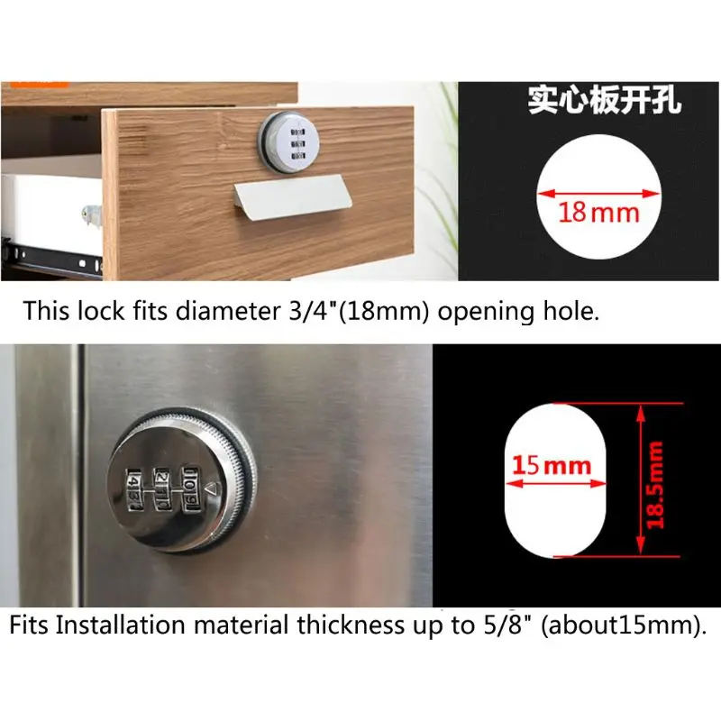 3-Digit Combination Mailbox Lock for Cabinet Drawer combination padlock drawer lock