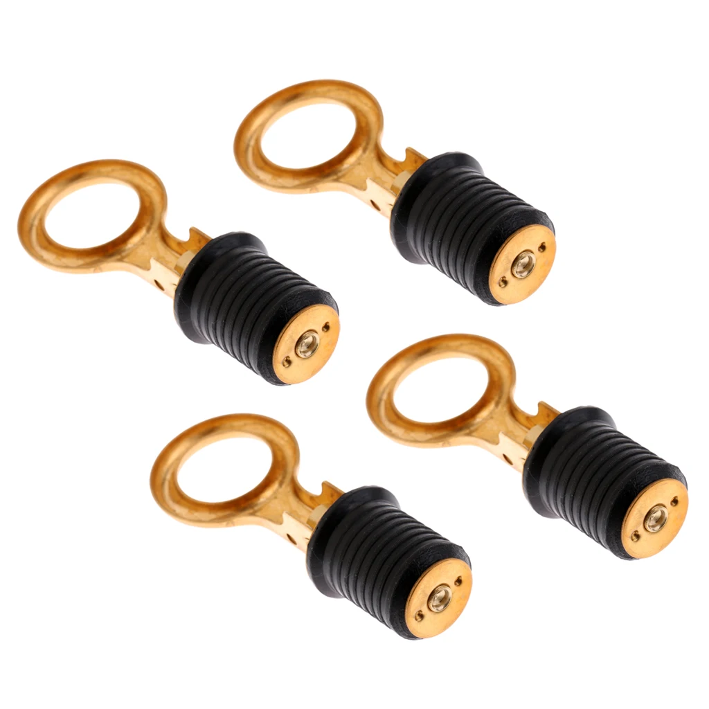 4 Pieces Brass Snap Flip Style Boat Bailer Livewell Hull Drain Plug Fittings