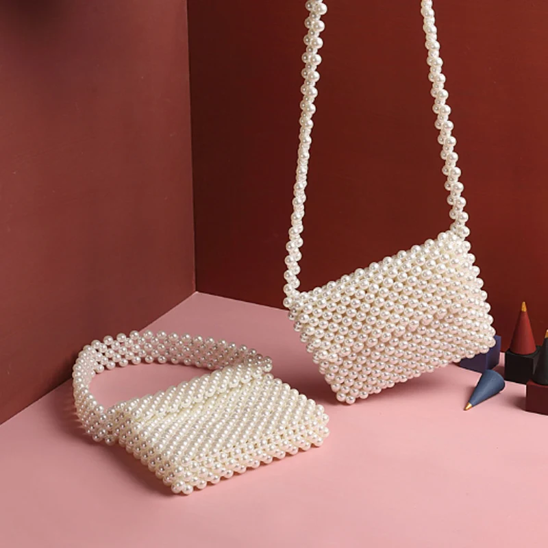 Luxury Hand-woven Pearl Bags Lady Shoulder Bag Women Party Vintage Handbag Small Flap Mini Cross body | Багаж и сумки
